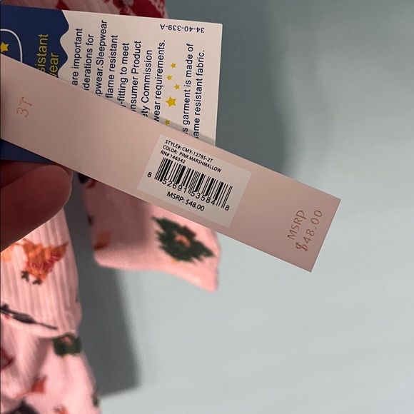 Catherine Malandrino Pink Animal Print Kids Christmas Pajama Set 3T - Picture 7 of 7